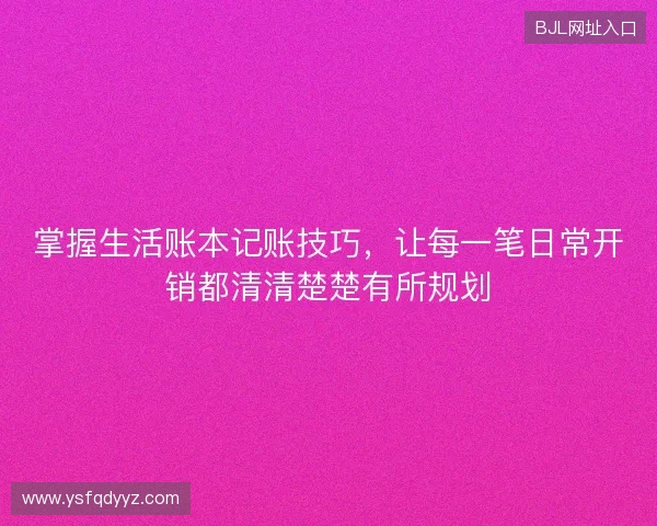 掌握生活账本记账技巧，让每一笔日常开销都清清楚楚有所规划